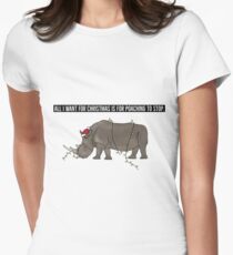 All I want for Christmas is for poaching to stop (larger message) Women's Fitted T-Shirt