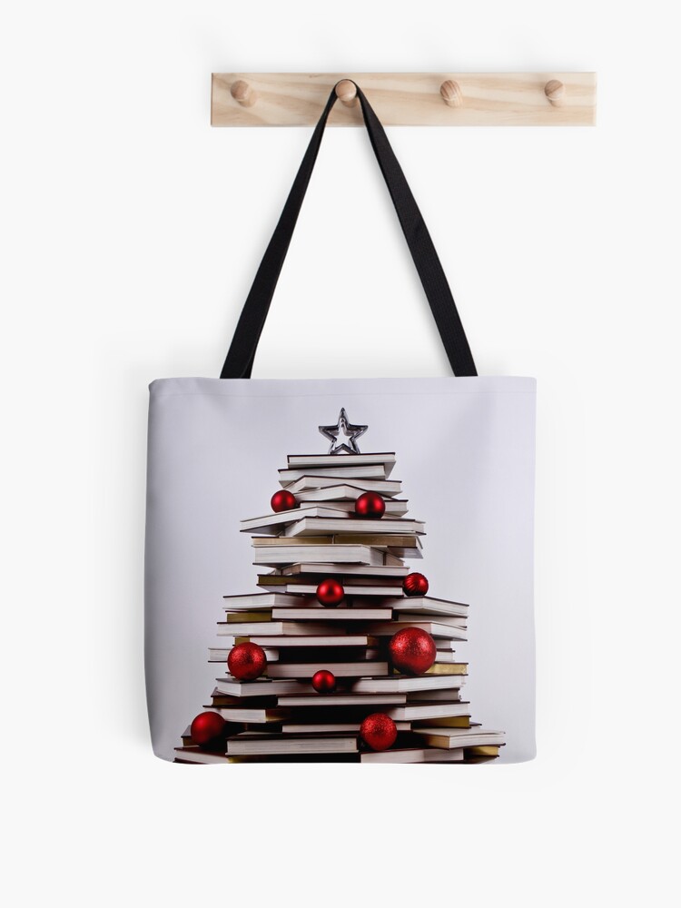 Thumbnail 1 of 2, Tote Bag, XMAS BOOK TREE ~ OMG Sold "198 " of these YAY !!! designed and sold by Ninasphotos.