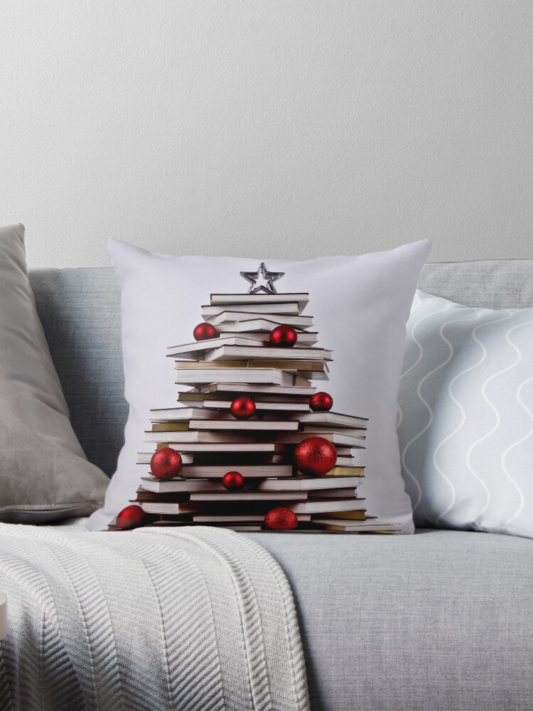Thumbnail 1 of 4, Pillow, XMAS BOOK TREE ~ OMG Sold "198 " of these YAY !!! designed and sold by Ninasphotos.