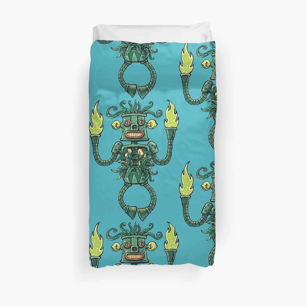 Robot Ecologist Attack Duvet Cover