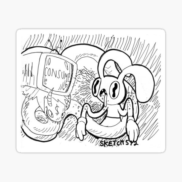 Consumerism bunny Sticker