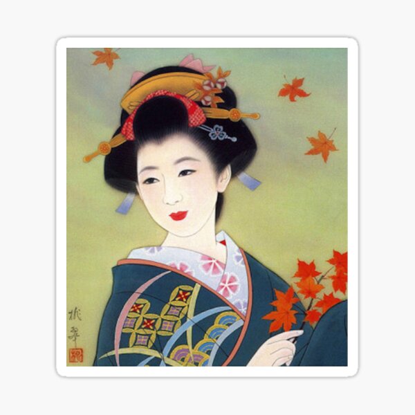 Item preview, Japanese Woman Wearing a Blue Kimono designed and sold by RBEnt.