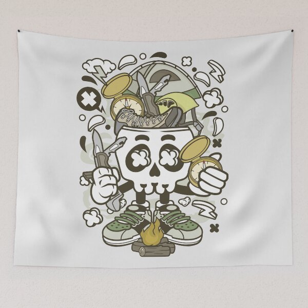 Item preview, Camp Fire Skull Cartoon Character - Fun Camping T-shirt for living life outdoors! designed and sold by Nickelparis.
