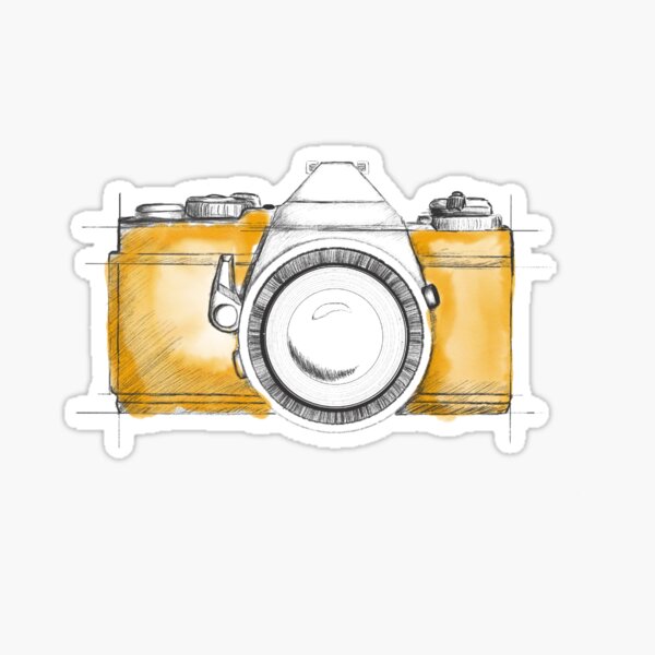 Item preview, hand illustrated camera with yellow splash background designed and sold by Addie Hanson.