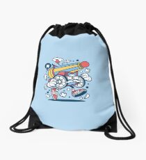Cannon Ball Run Cartoon Character - Fun graphic for people who like things a little crazy! Drawstring Bag