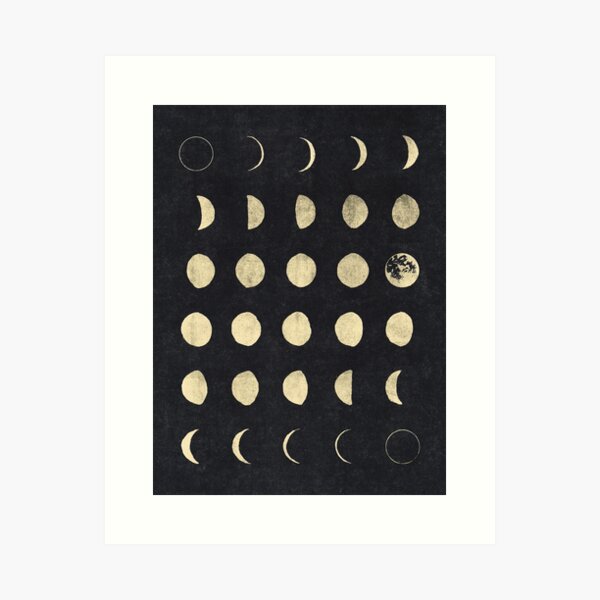 Full Moon Poster Art, Lunar Moon Print, Digital Download La Luna