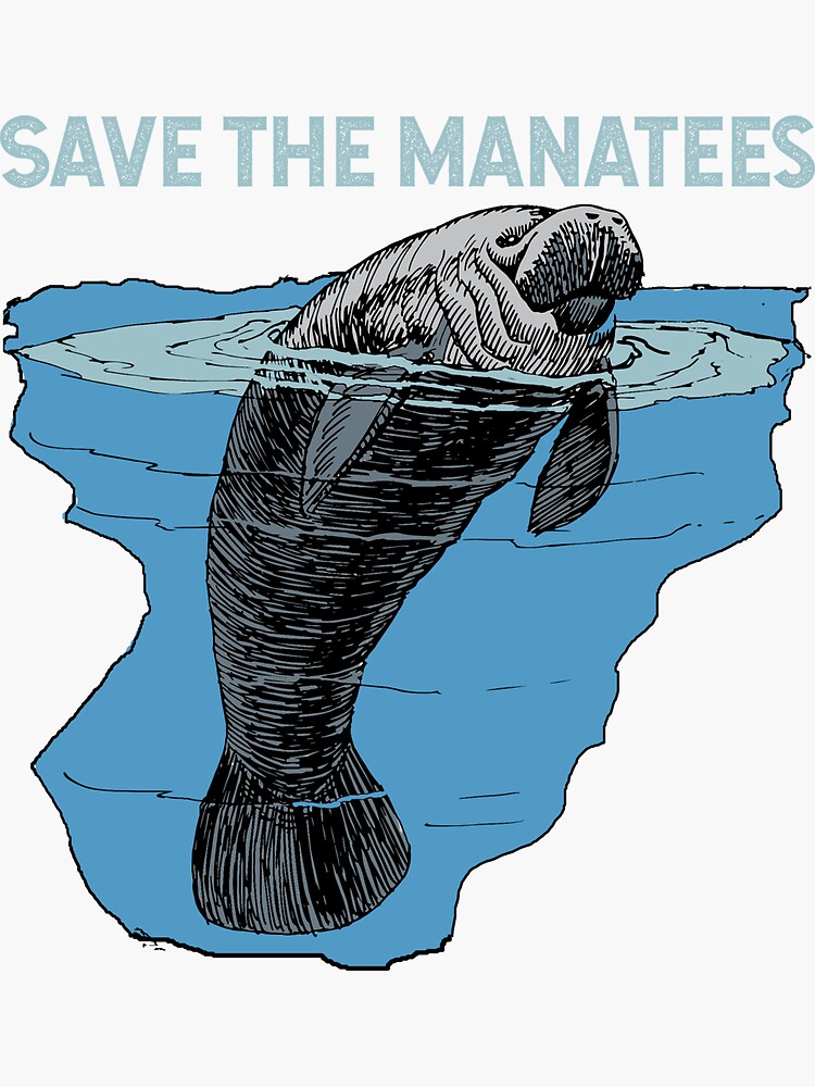 "Save the Manatees" Sticker for Sale by Rightbrainwoman | Redbubble