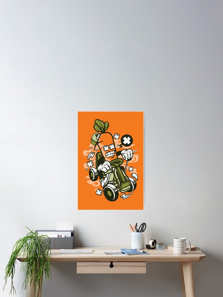 Carrot Gokart Rider - Cartoon Character - Fun illustration for people who love the adrenaline of extreme sports ! Carrot Gokart Rider - Cartoon Character - Fun illustration for people who love the adrenaline of extreme sports !