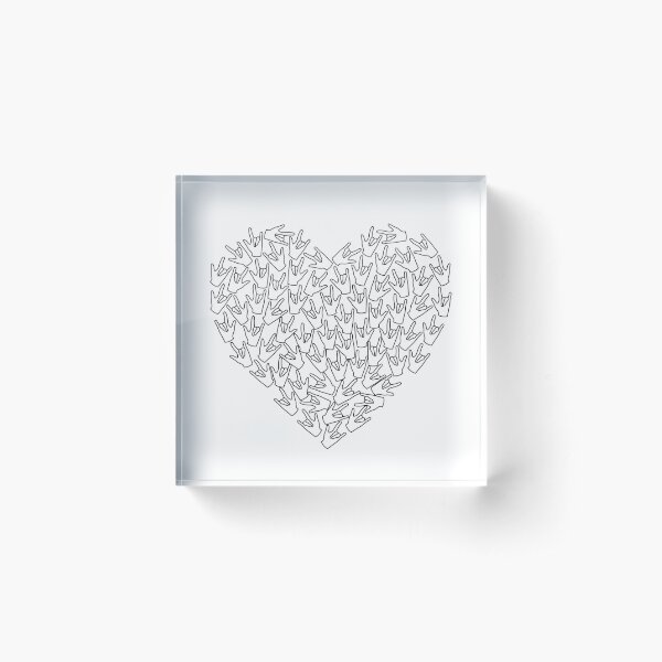 ASL I Love You Sign Heart Acrylic Block