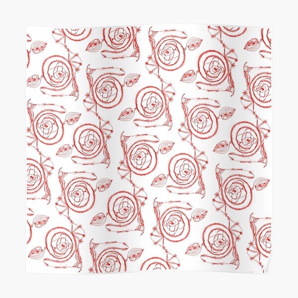 Red Spirals on White Poster