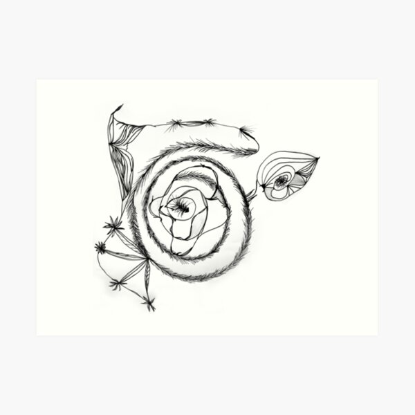 Black Spiral on White Art Print