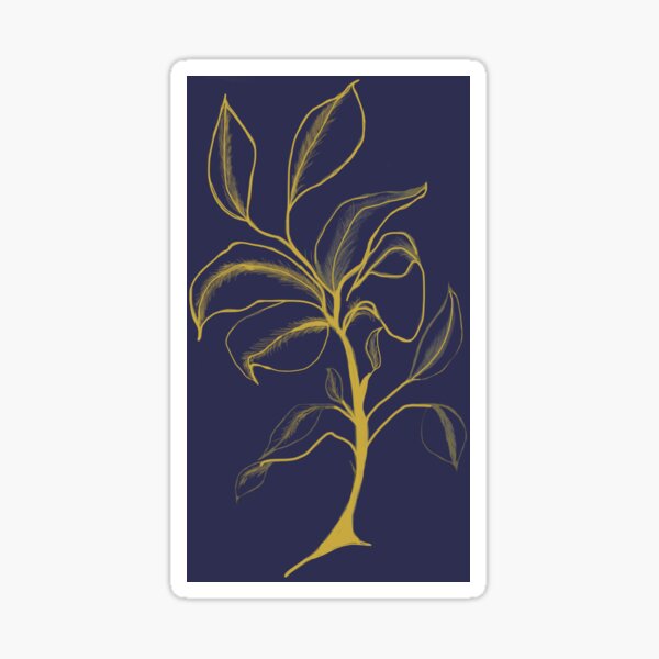 Golden Flower on Navy Blue Sticker