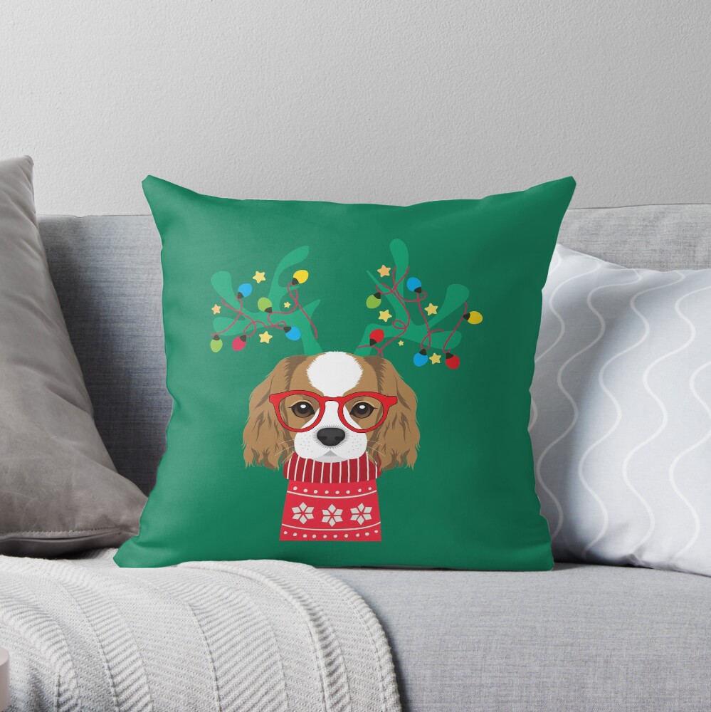 Cavalier King Charles Spaniel Funny Holiday Xmas Christmas Throw Pillow