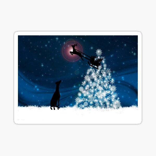 Item preview, Greyhound Sighthound Silhouette Christmas Scene designed and sold by HoundieLover.