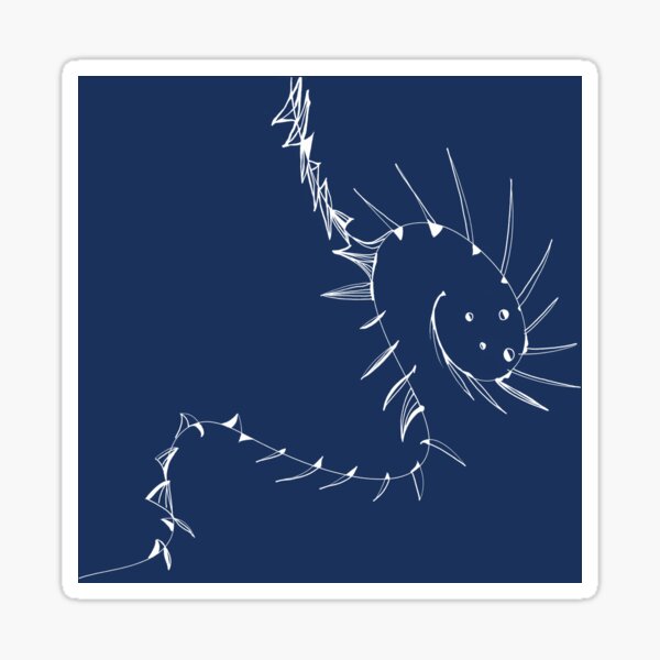 White Dragon on Navy Blue Sticker