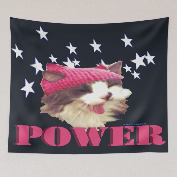 Item preview, Pink Hat Cat POWER! designed and sold by KayeDreamsART.