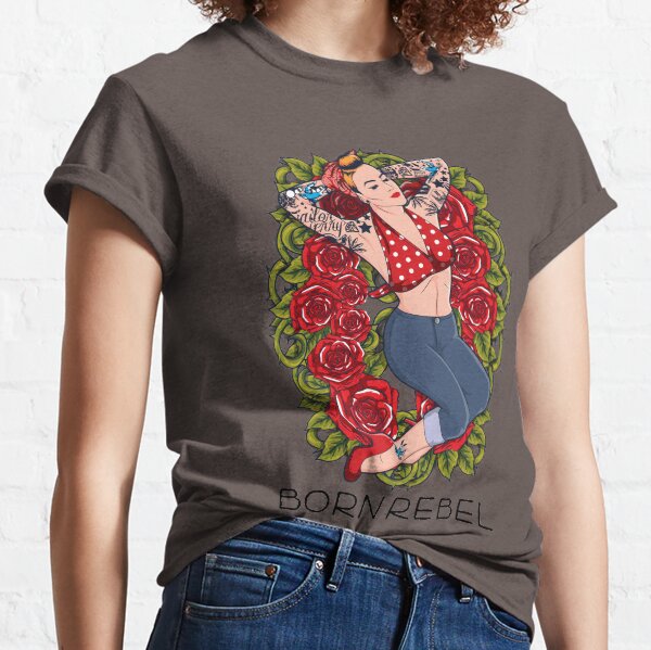Born Rebel - Lady in Roses Classic T-Shirt