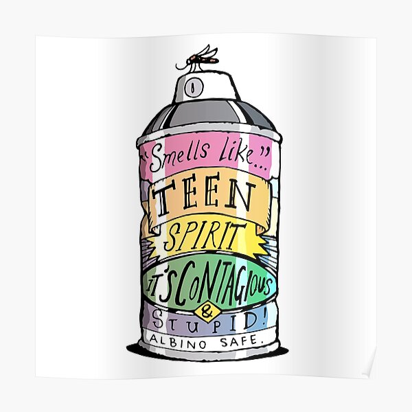 Nirvana - Smells Like Teen Spirit - Illustrated Lyrics - Colour Version Poster