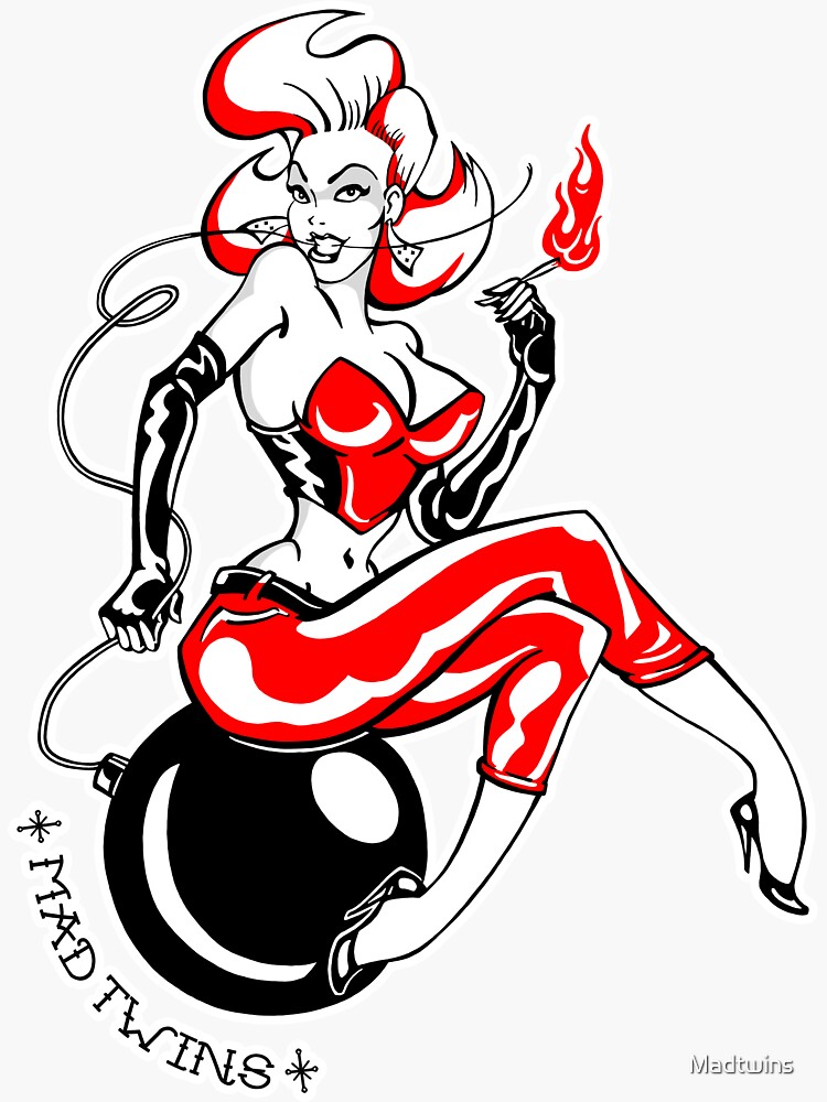 Pin Up girl Bomb Rockabilly, Mad Twins pinup Sticker for Sale by Madtwins