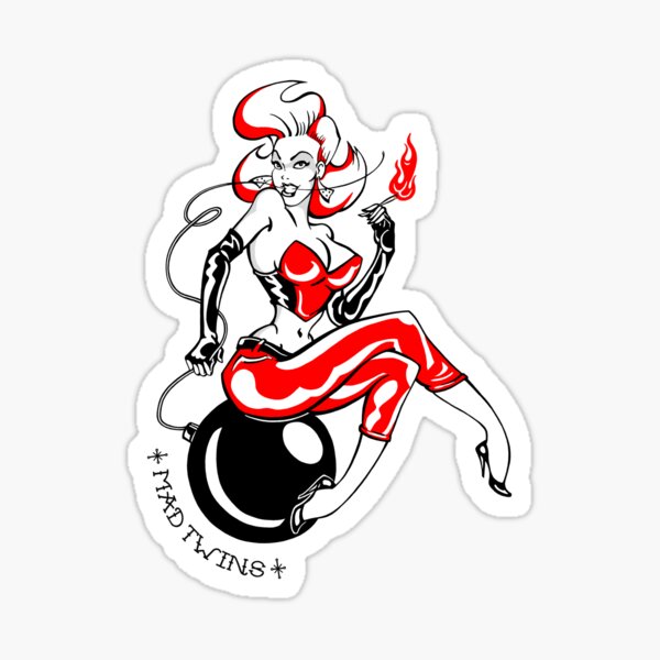 Pin Up girl Bomb Rockabilly, Mad Twins pinup Sticker