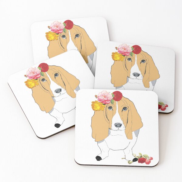 Item preview, Basset Hound Dogs Love Roses designed and sold by LizzyizzyDesign.