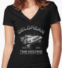 Delorean in Flight Women's Fitted V-Neck T-Shirt