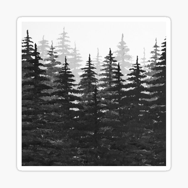 Pine Tree Forest in Silhouette Sticker