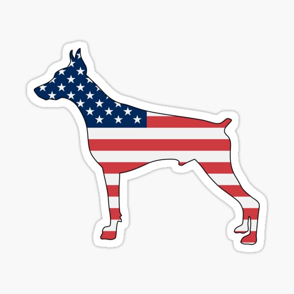 Doberman -- Dog USA American Flag Sticker