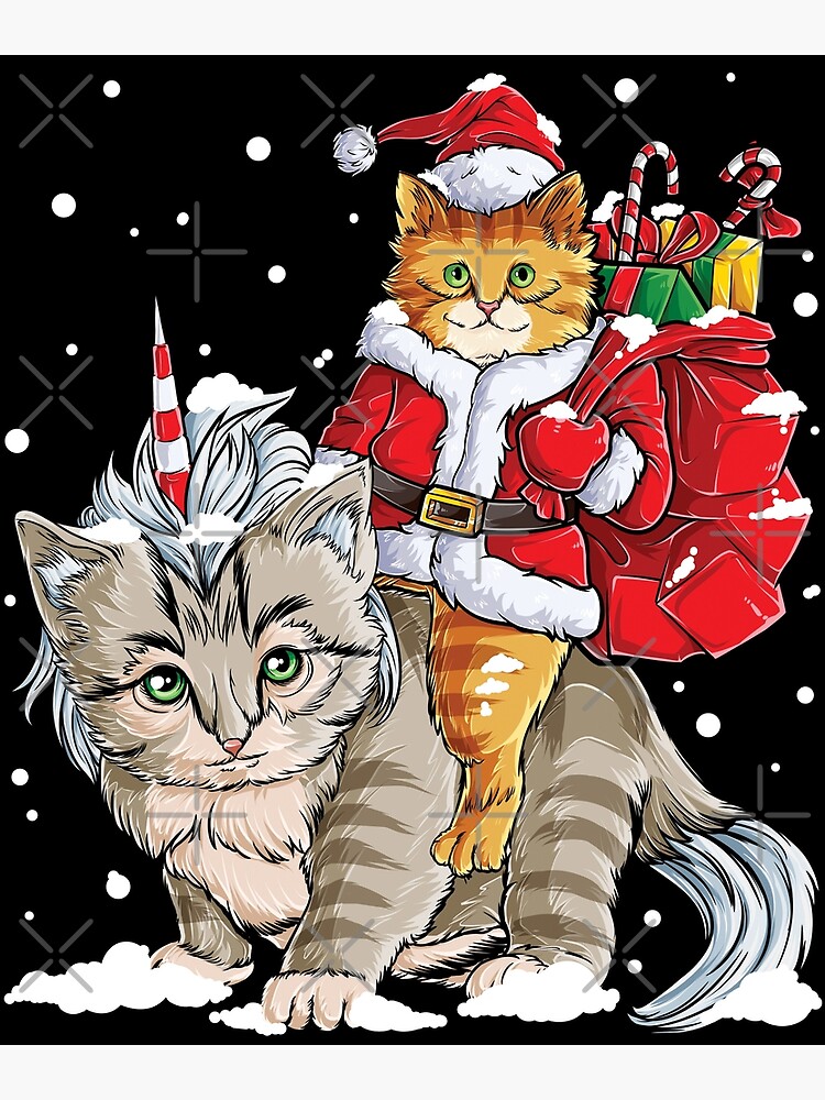Cat Christmas Shirt Santa Caticorn Unicorn Meowy Xmas Girls Poster for  Sale by LiqueGifts