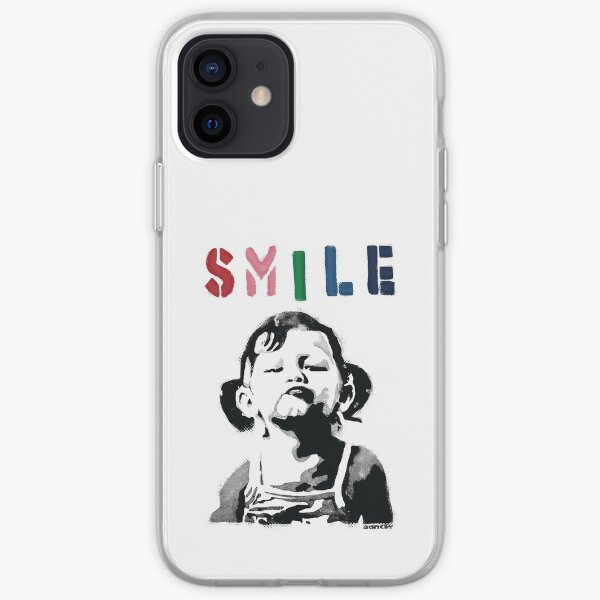 Banksy graffiti Quote SMILE with girl not smiling Girl Power resistance HD HIGH QUALITY ONLINE STORE iPhone Soft Case