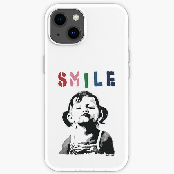 Banksy graffiti Quote SMILE with girl not smiling Girl Power resistance HD HIGH QUALITY ONLINE STORE iPhone Soft Case