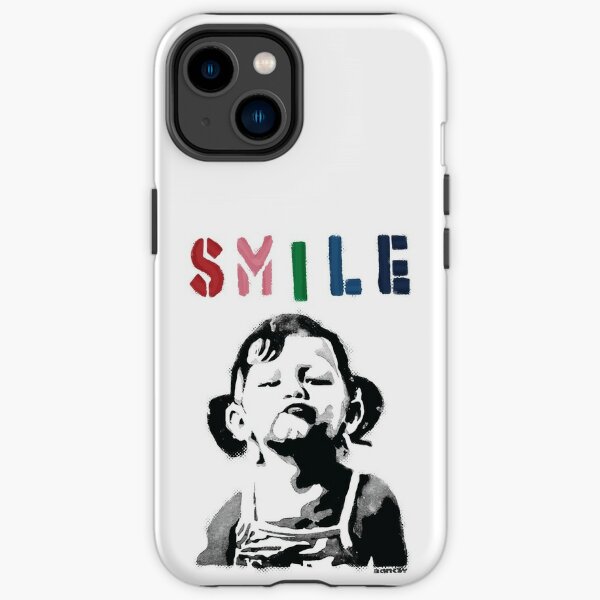 Banksy graffiti Quote SMILE with girl not smiling Girl Power resistance HD HIGH QUALITY ONLINE STORE iPhone Tough Case