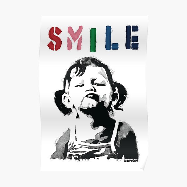 Banksy graffiti Citer SMILE avec une fille qui ne sourit pas Girl Power resistance HD BOUTIQUE EN LIGNE DE HAUTE QUALITE Poster
