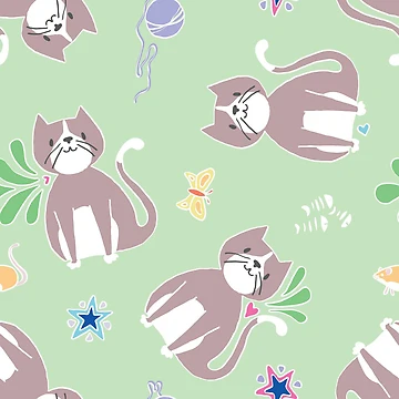 Artwork thumbnail, Cat Fantasy Repeating Pattern by NiceButton