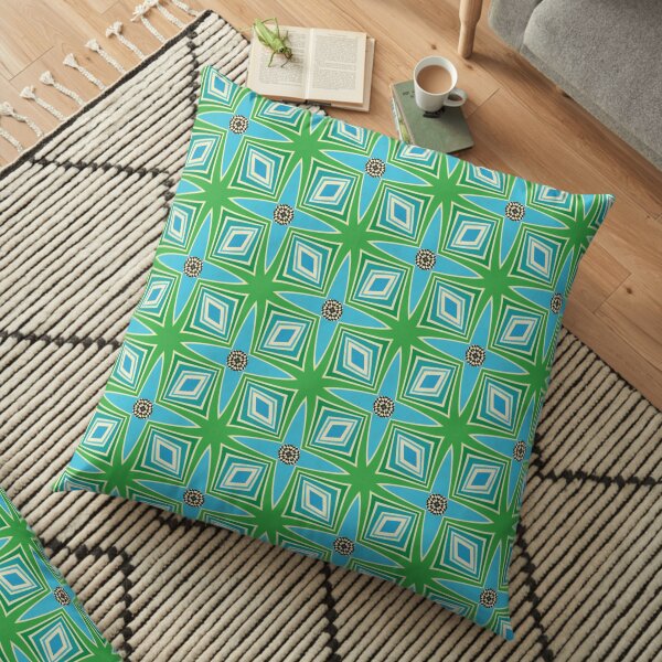 Midcentury style blue and green pattern Floor Pillow