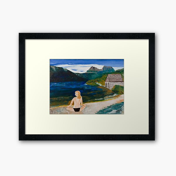Woman at Dove Lake Framed Art Print