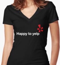 Happy To Yelp Women's Fitted V-Neck T-Shirt