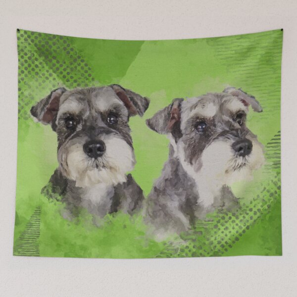 Item preview, Miniature Schnauzers on Lime Green  Digital Art designed and sold by k9printart.
