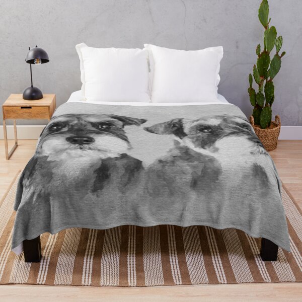 Item preview, Miniature Schnauzers Grayscale Digital art designed and sold by k9printart.