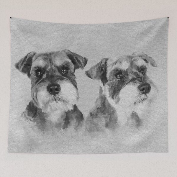 Item preview, Miniature Schnauzers Grayscale Digital art designed and sold by k9printart.
