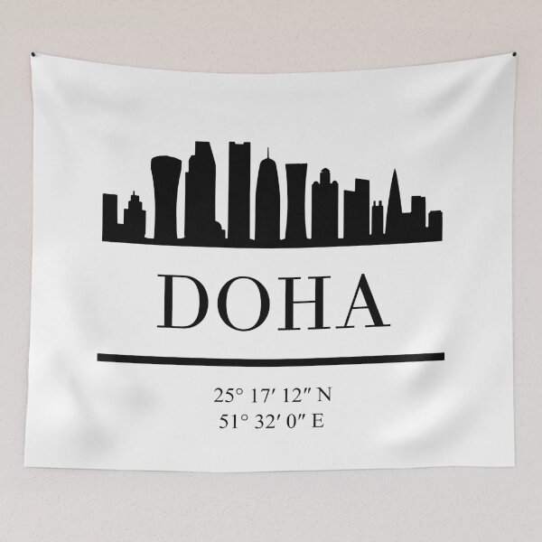 Item preview, DOHA QATAR BLACK SILHOUETTE SKYLINE ART designed and sold by deificusArt.