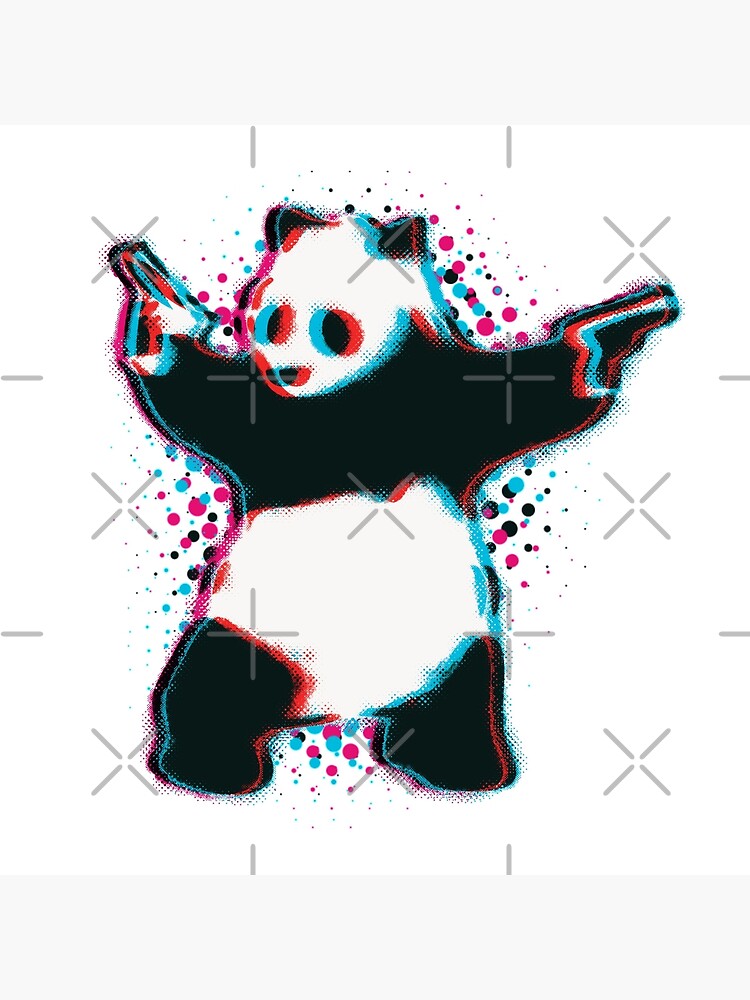 Lamina Rigida Banksy Panda Con Pistolas En Blanco Y Negro 3d Anaglifo Efecto Retro Graffiti Arte Callejero En Fondo Blanco Hd Alta Calidad Tienda Online De Iresist Redbubble