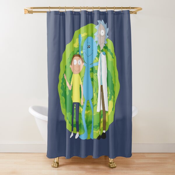 Rick and Morty and Mr. Meeseeks Shower Curtain