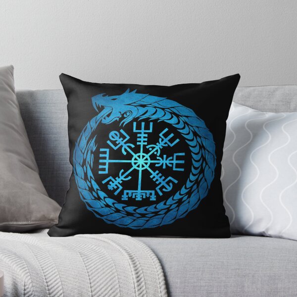 Vegvisir Jormungandr World Serpent  Throw Pillow