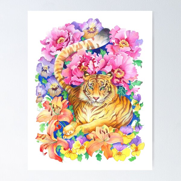 Tiger Chinese Zodiac Watercolor Poster