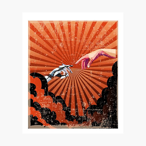 Retrofuturism Vintage Graphic "The Creation of Robot" Photographic Print