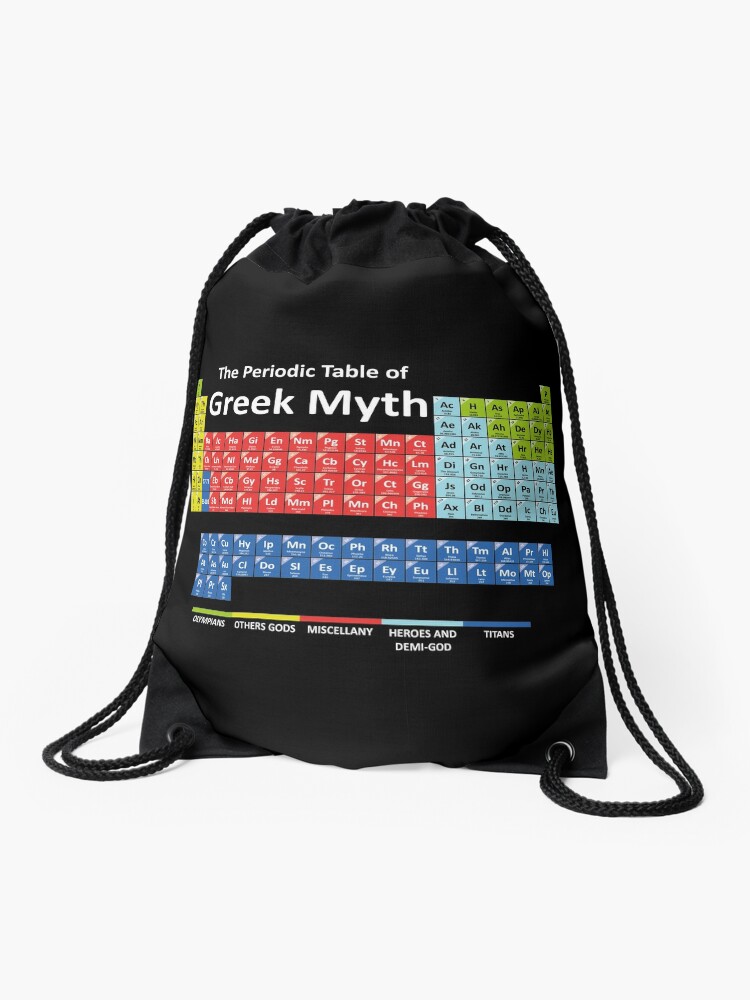 Drawstring Bag, Periodic Table of Greek Mythology designed and sold by rolito86