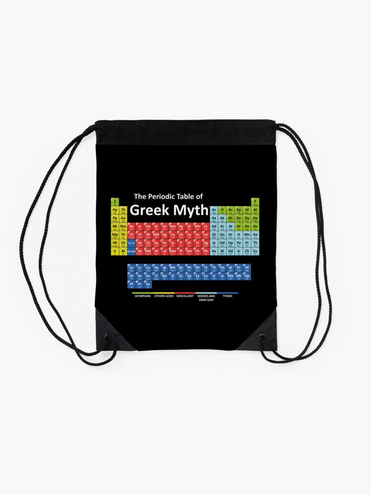 Thumbnail 2 of 3, Drawstring Bag, Periodic Table of Greek Mythology designed and sold by rolito86.