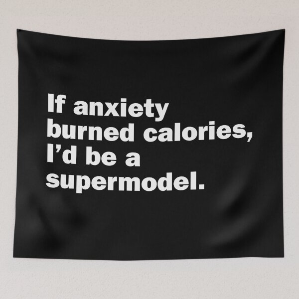 Aperçu de l'œuvre Si l'anxiété brûlait des calories, je serais une citation de mannequin | Cadeaux d'anxiété créée et vendue par Anxious-Tees.