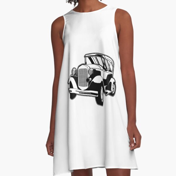 Car Auto Repair Shop Collector's Car Retro Style Transportation A-Line Dress